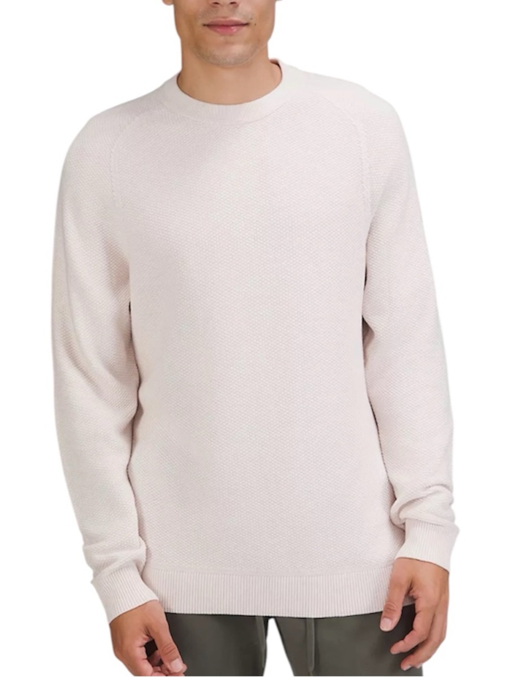 Lululemon Textured Knit Crewneck Sweater Heathered Natural Ivory Men L Capsule